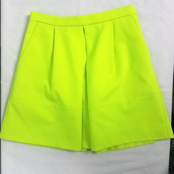 J Crew Split Front Chartreuse Women's Tennis Skirt - Picture 1 of 8